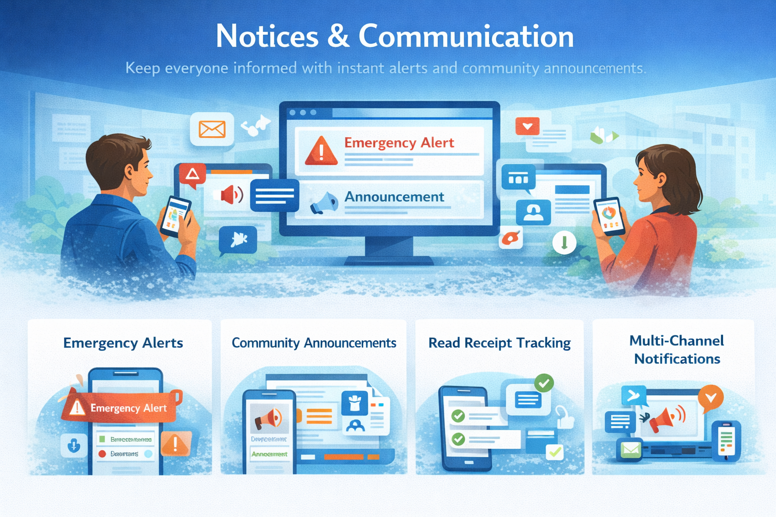 Notices & Communication - Keep everyone informed with instant alerts and community announcements